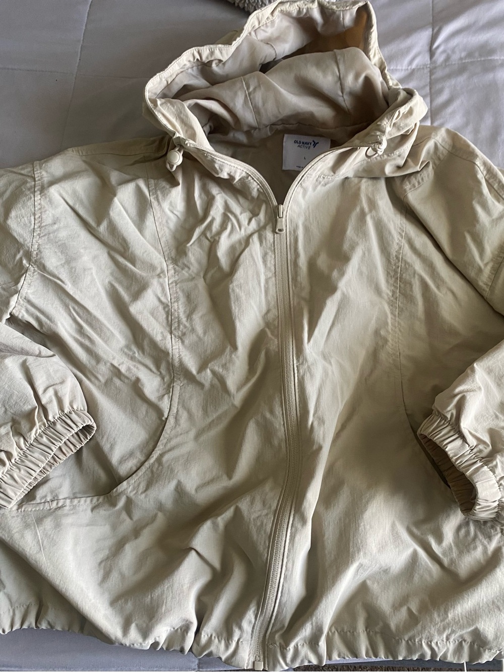 Old Navy Light Cream Hooded Zip-Up Jacket